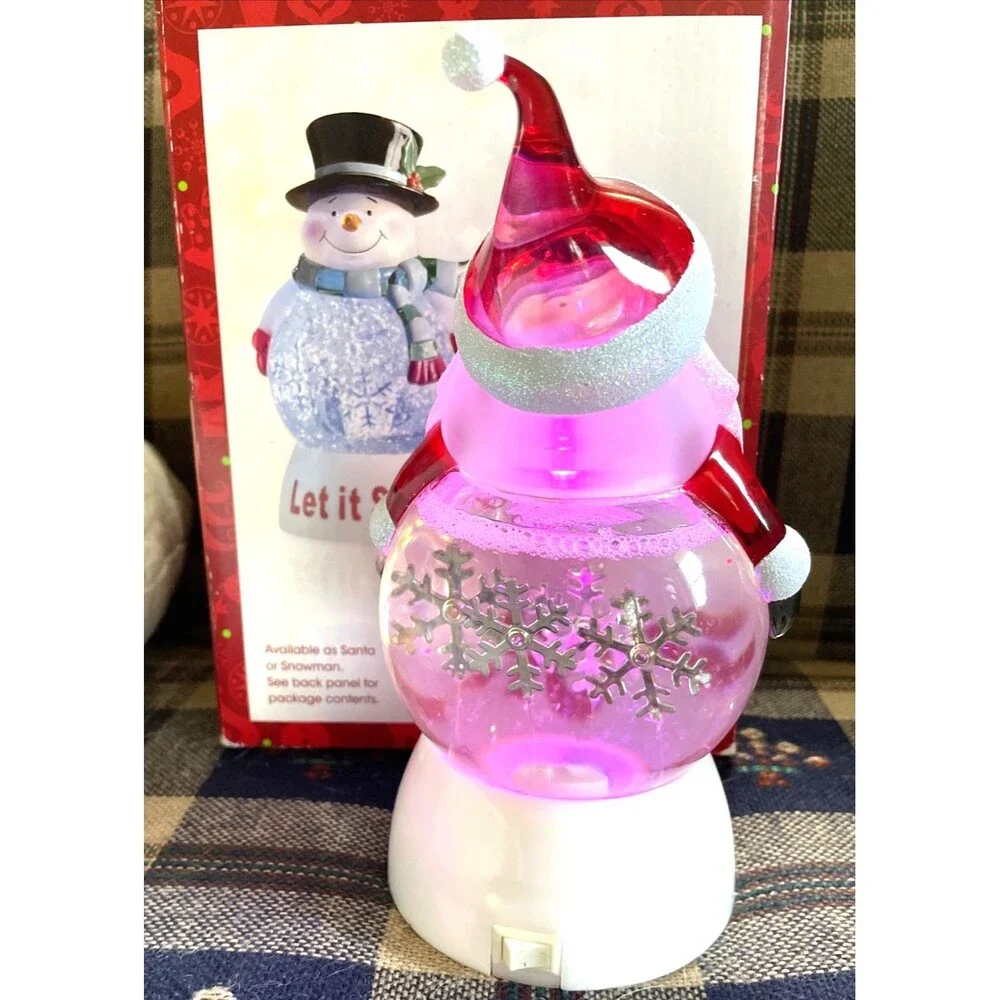 Lighted Santa Snow Globe Color Changing Lights Swirling Sparkles Christmas Decor